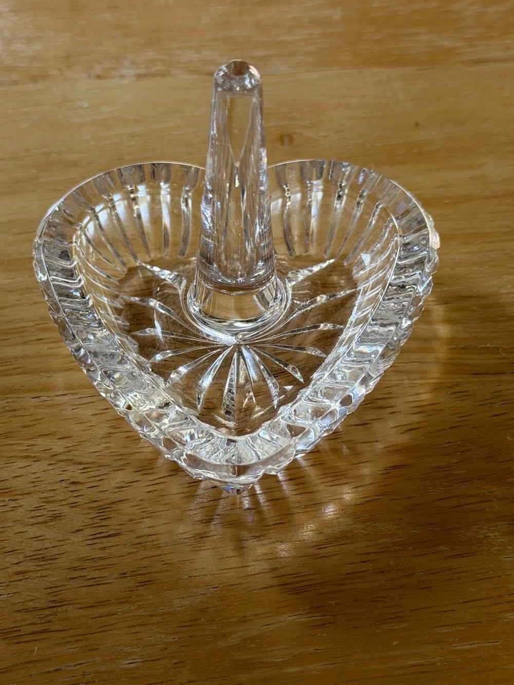 Clear Glass Heart Ring Holder Jewelry Dish Trinket Tray Vanity Decor - Never Use